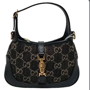 Gucci Black and Gold Monogram Shoulder Bag